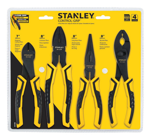 Imagen 2 de 6 de Set De 4 Pinzas Bimaterial Stanley 84-058