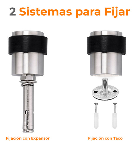 Tope De Piso Para Puerta de Acero Inoxidable Cilindrico Inomax Acabado Satinado Forma Cilindrica