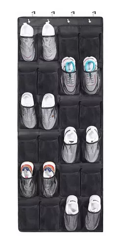 Zapatera Para Puerta De 24 Compartimentos Gris con negro Colgante