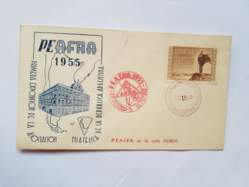 Sobre Primer Dia 1955 Exfilatelica Peafra En Calle Florida