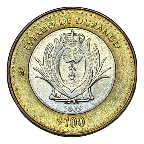 Moneda 100 Pesos Año 2005 Durango Bimetálica Plata