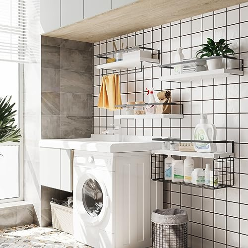 Estantes Madera Pared Blanco 31 Niveles Baño Inodoro Almacen