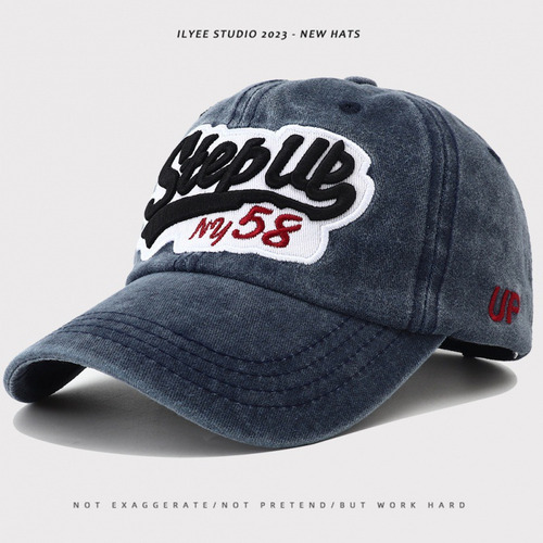 Gorra De Béisbol Bordada Con Letras Y Visera Retro Americana