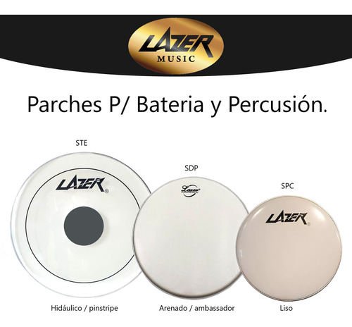 Parche Lazer Spc-20 20 Blanco Para Bombo Zurdo