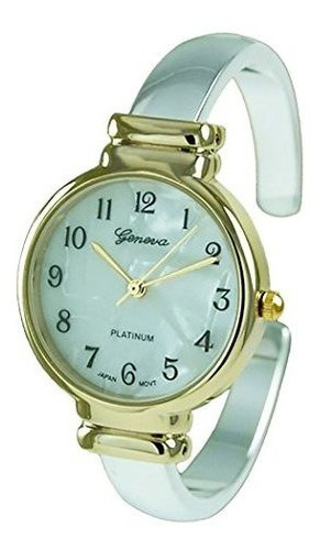 Reloj Pulsera Bicolor Con Nácar Para Mujer.