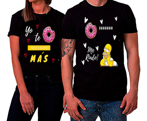 Poleras Duo Algodón Pareja Día Enamorados Dona Y Homero 63