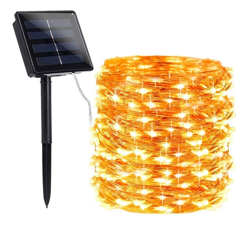 Imagen 1 de 10 de Guirnalda Luz Led Alambre Efectos Cálida Solar Ext/ Int