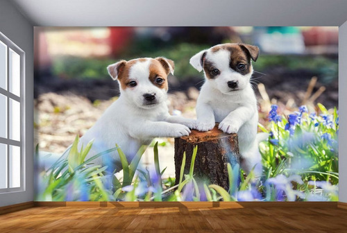 Papel De Parede Animais Filhotes Cachorro 3d 4m² Anm245