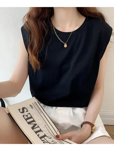 Camiseta Holgada De Moda De Verano Con Chaleco Sin Mangas Pa