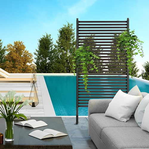 Biombo Reto Linhas De Metal Interno/externo 1,8x0,9mt Marrom