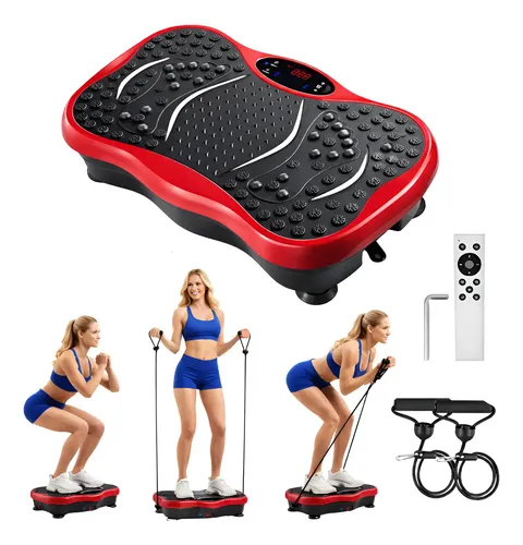Plataforma Vibratória Fitness 99 Velocidades Controle Remoto Vermelho 127v