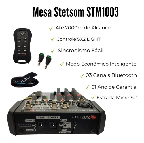 Imagem 2 de 7 de Mesa De Som Automotivo 12v Stm1003 Multiplayer 3 Canais