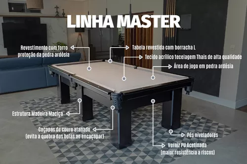 Mesa de Bilhar Master Oficial - Nelson Bilhares