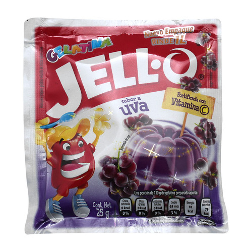 Polvo Para Gelatina Jello Sabor Uva 25 Gr