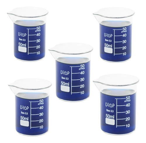 5 X Bequer De Vidro Baixo Griffin 50ml Resistente Calor