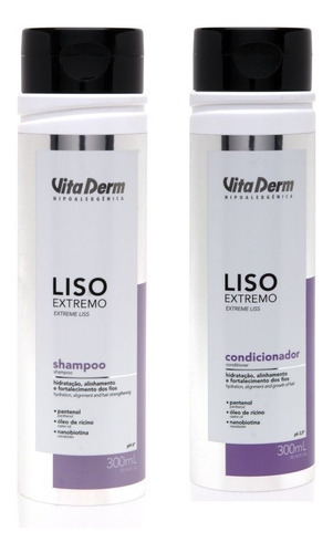  Kit Liso Extremo Shampoo E Condicionador Vita Derm Capilar