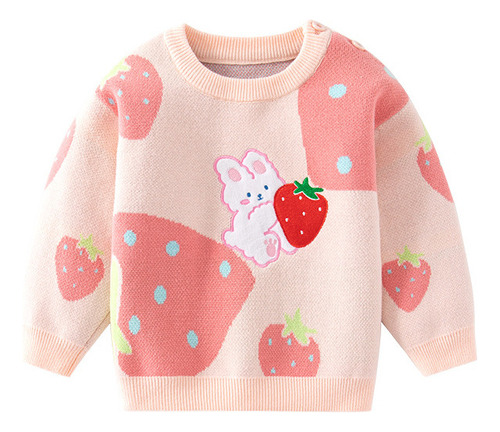 Jersey De Algodón Para Niña Strawberry Bunny Knit