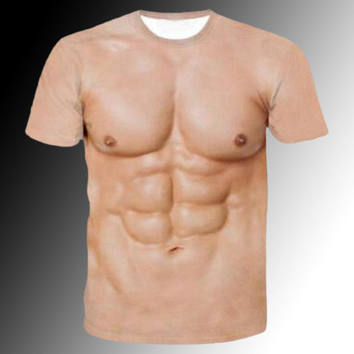 Divertida Camiseta Muscular Con Estampado Corporal En 3d Man