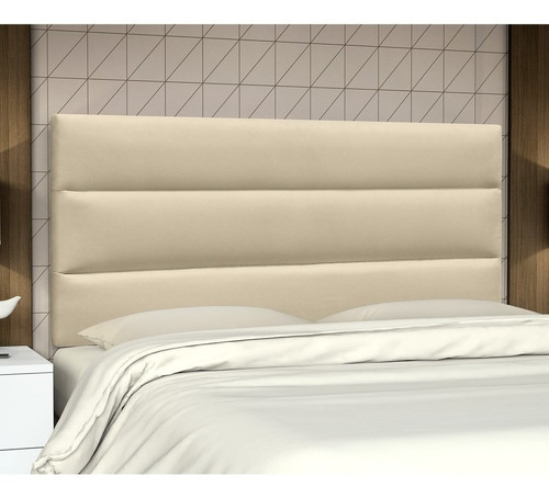 Cabeceira Painel Cama Box Casal King 195cm Grécia Suede Bege