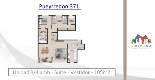 Imagen 3 de 14 de Depto 3/4 Amb - Suite - Balcon - Estrenar // Pueyrredon 371