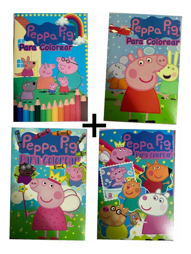 Pack 4 Libros Pintar Colorear Infantil Peppa Pig