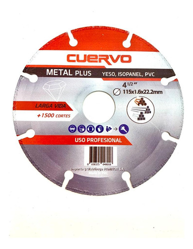 Disco Cuervo Para Metal 115 Mm (yeso,isopanel, Pvc)