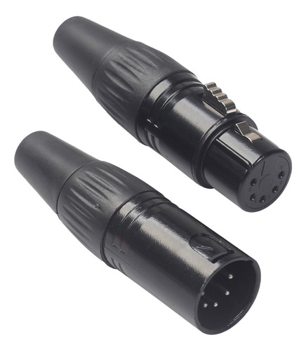 Conector Adaptador Xlr Macho Para Fêmea Preto De 5 Pinos Jac