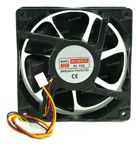 3x Ventiladore Cooler 12 X 3.8cm 12v Buje 3 Cables Conector