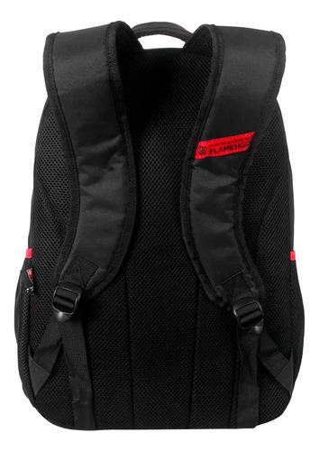 Mochila Flamengo Rubro Negro Juvenil Estojo Meninos Cor Preto C/ Vermelho Desenho Do Tecido Lisa