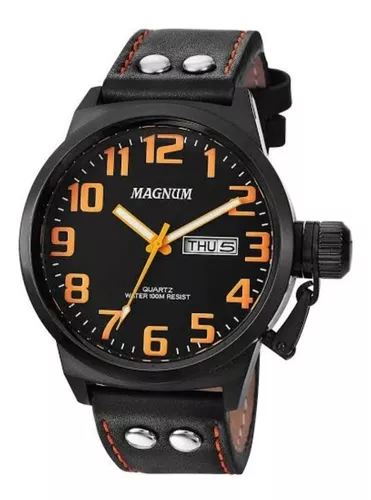 Relogio magnum pulseira de couro