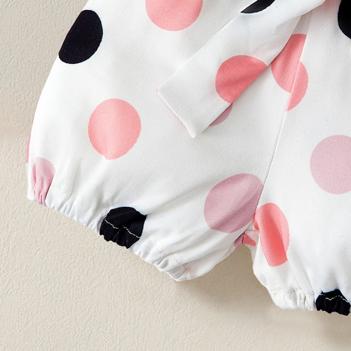 Conjunto Adorable Con Shorts De Lunares Y Diadema Con Moño Rosa 9-12 M