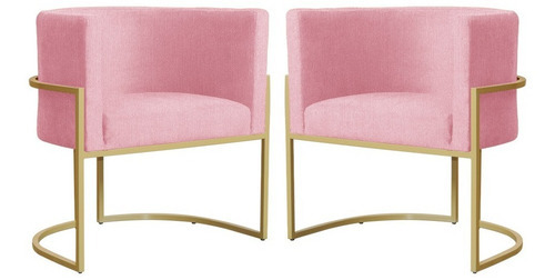 2 Poltronas Suede Luana Sala De Jantar Escritório Recepção Cor Rosa