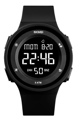 Reloj Unisex Skmei 1445 Sumergible Digital Alarma Cronometro Color de la malla Negro Color del fondo Negro