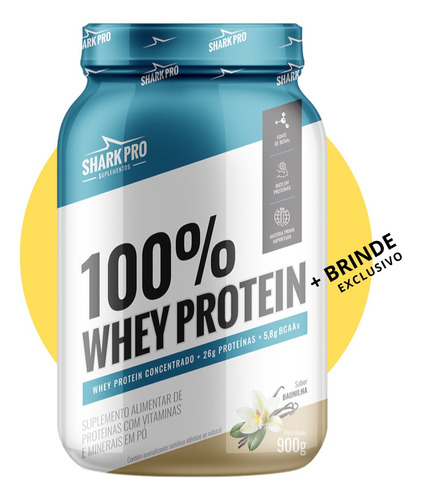 Whey Protein 100% Shark Pro - 900g Sabor Baunilha