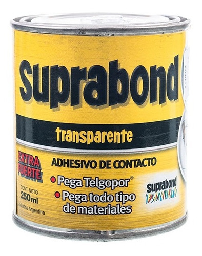 Imagen 3 de 7 de Adhesivo Suprabond Transparente Extra Fuerte En Lata 250ml