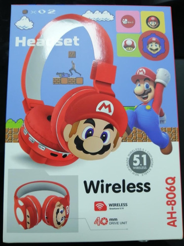 Diadema Bluetooth Ref Super Mario-honguito