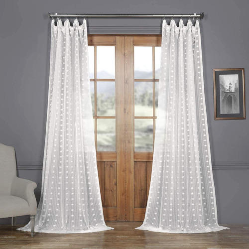 Shch11996 Patterned Faux Linen Sheer Curtain 1 Panel  5...