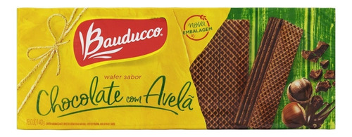 Biscoito Wafer Recheio Chocolate com Avelã Bauducco Pacote 140g