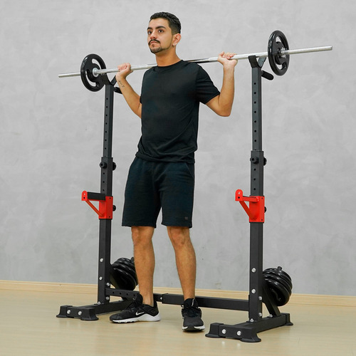 Banco Suporte Supino E Kit Halteres Kettlebell Dumbell Consport Preto