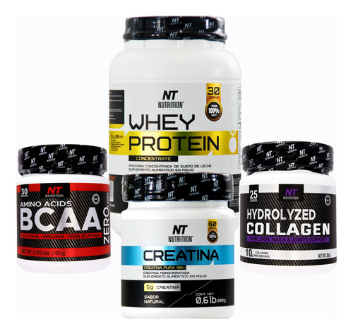 Kit Proteina Whey Creatina Aminoacidos Colageno Nt Nutrition Proteina Chocolate Bcaa Uva Colageno Y Creatina Natural