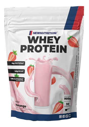 Whey Protein Concentrado Morango 900g Newnutrition