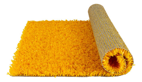Tapete De Grama Sintética Amarela 2x7,5 (15m²) - 12mm Cor Amarelo Desenho do tecido Fibrilado