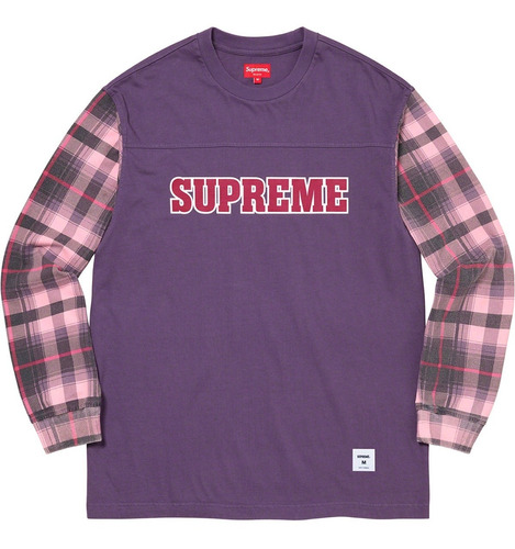 Playera Supreme Plaid Sleeve L/s Top Original Fw21