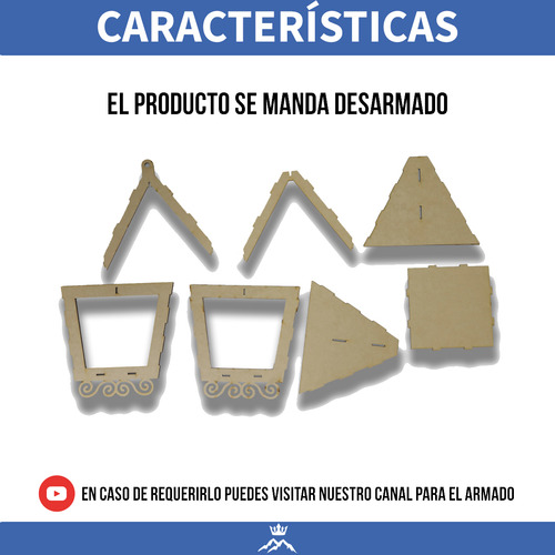 Centro De Mesa Piramidal Faro Farol Floral Mdf 41 Cm