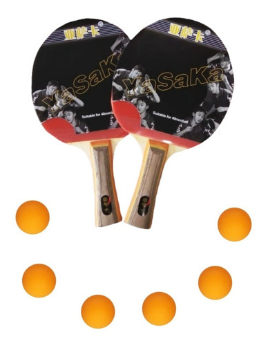 Set X 2 Raquetas De Ping-pong + Estuche + 6 Bolas 