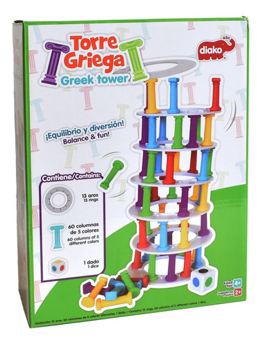 Torre Griega Juego Mesa Diako Columnas Equilibrio Colores