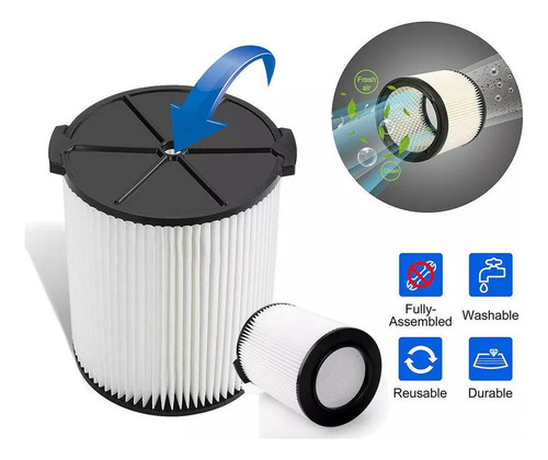 Filtro Vac Úmido/seco Para Filtro De Vácuo Ridgid Vf4000