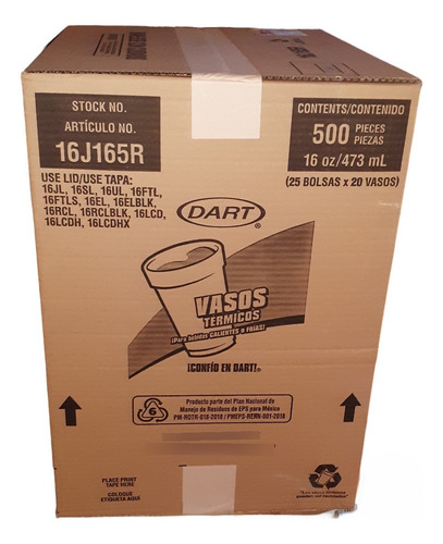 Vaso Unicel Térmico 16 Oz 500 Piezas