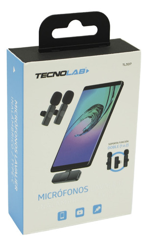 Micrófono Lavalier Tecnolab Set 2un. Inalámbrico Tipo C