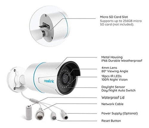 Reolink - Cámara De Seguridad Para Exteriores, 5 Mp, Detecci